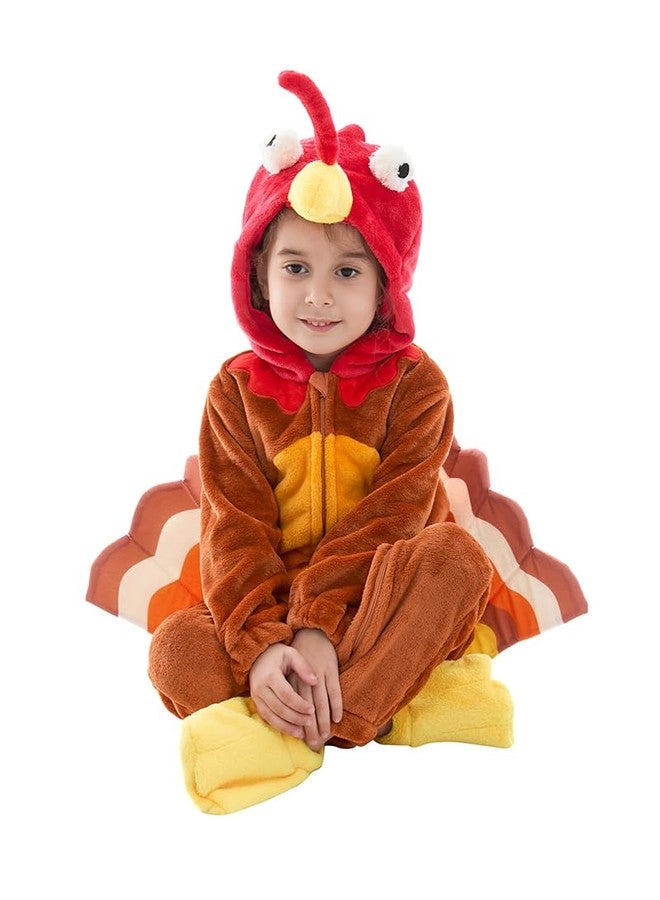 HSCTEK Toddler Turkey Costume, Baby Turkey Cosplay Infant Boys Girls, Newborn Thanksgiving Onesie Costume 2-3T Orange - Image 2